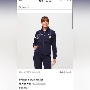 Figs Sidney scrub jacket size XL navy blue